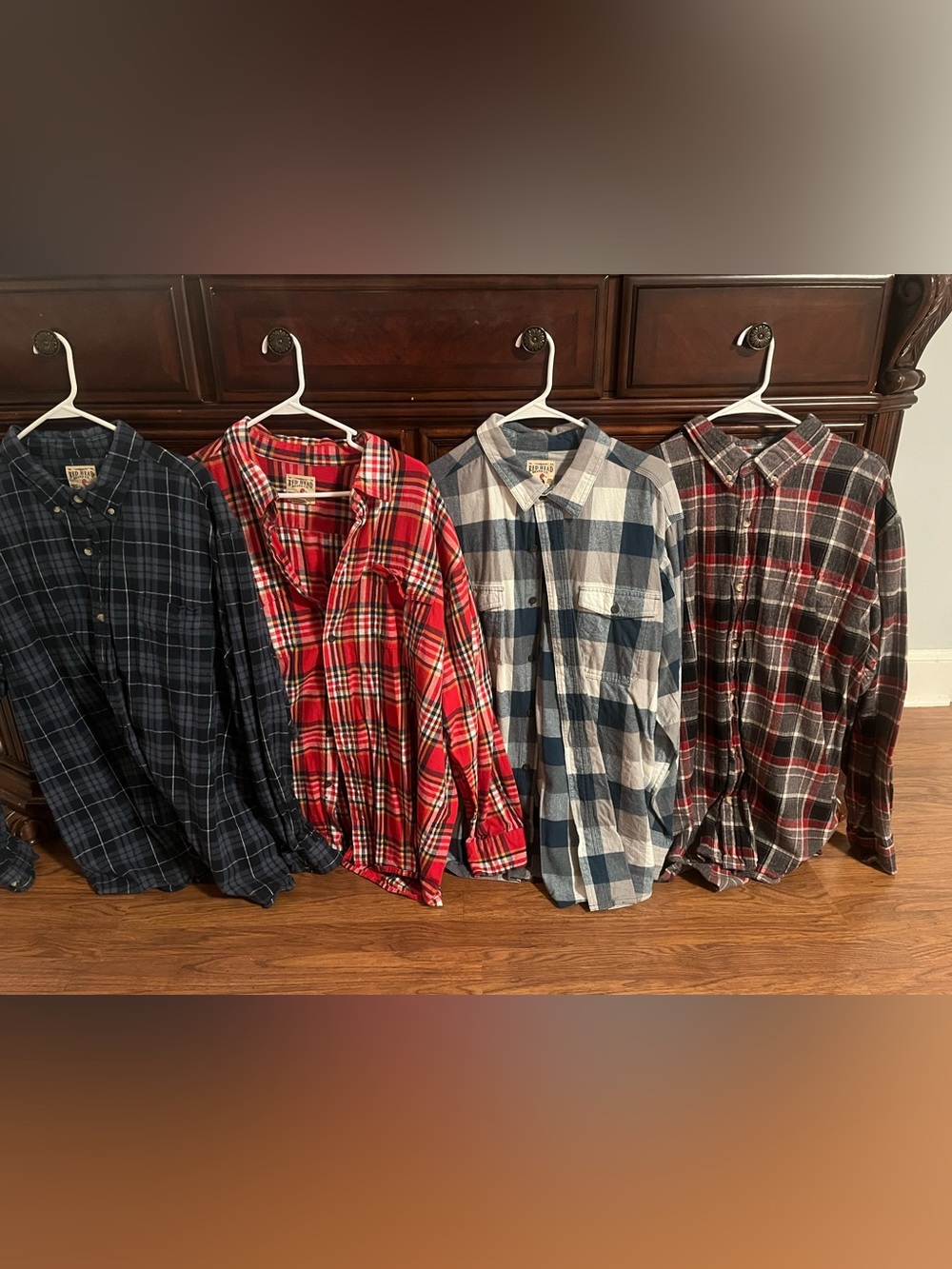 Bundle of 4 Red Head Brand plaid button down Men’s shirts